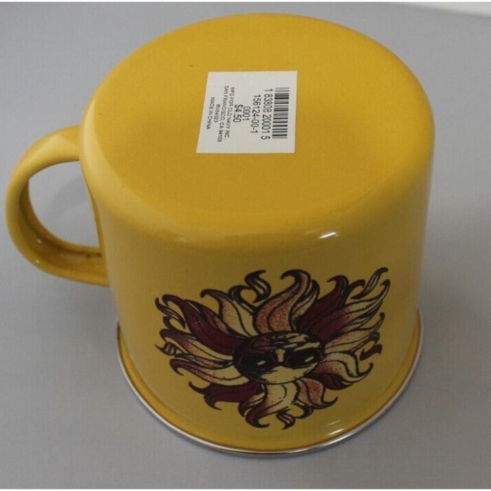 Old Navy Enamel Mug, Sun Design Coffee Yellow Large Cup 22 Oz - Picture 3 of 4